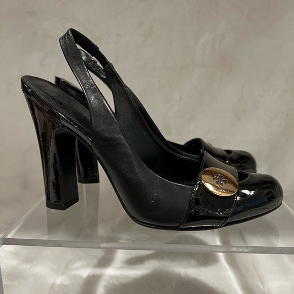Tory Burch black patent and leather shoes with 4” heel - Picture 2 of 4